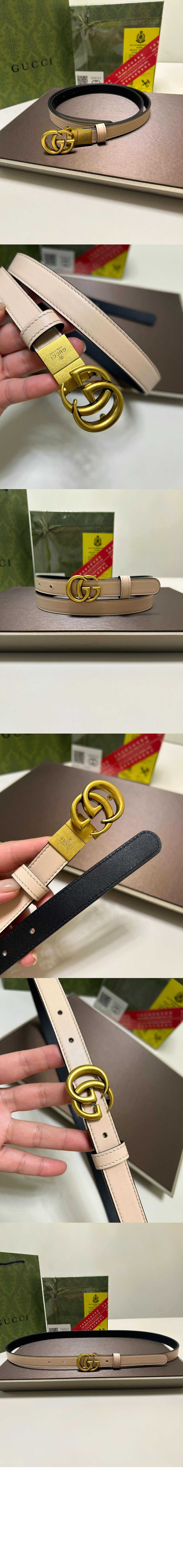 구찌 GG 마몽 리버서블 씬 벨트 659418