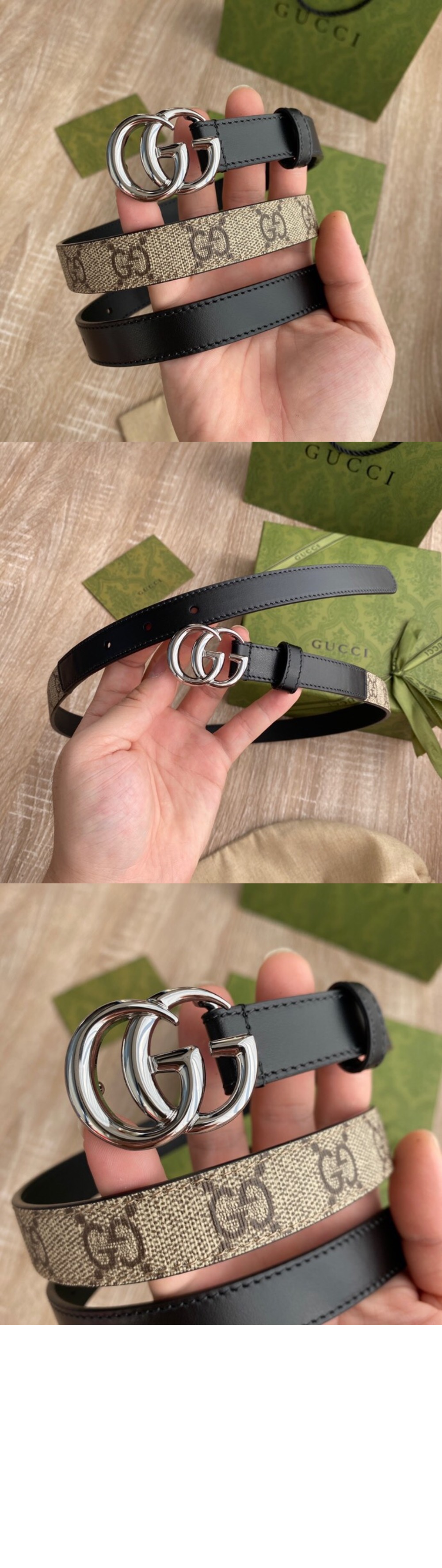 구찌 더블 G 버클 슬림 벨트 409417