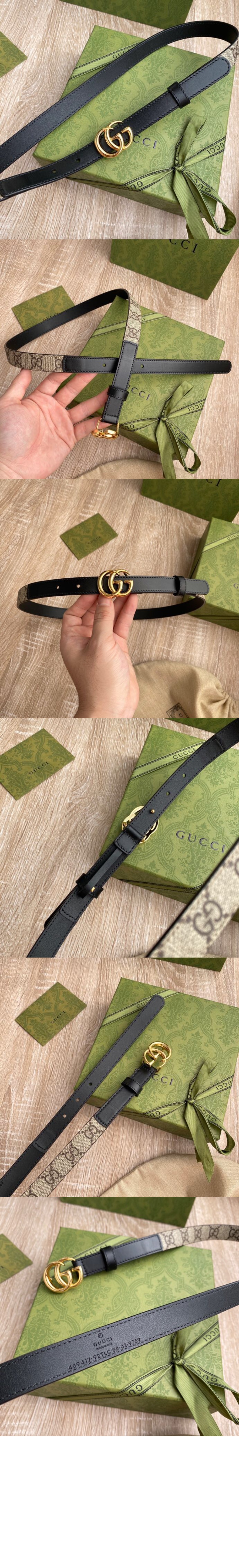 구찌 더블 G 버클 슬림 벨트 409417