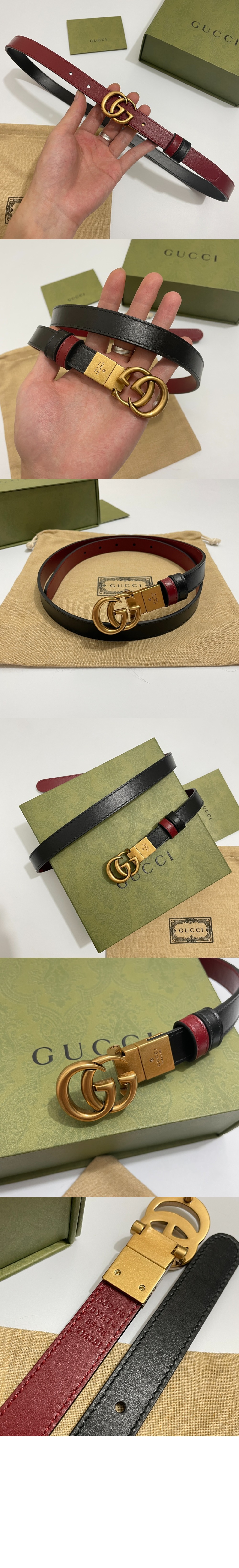 구찌 GG 마몽 리버서블 씬 벨트 659418