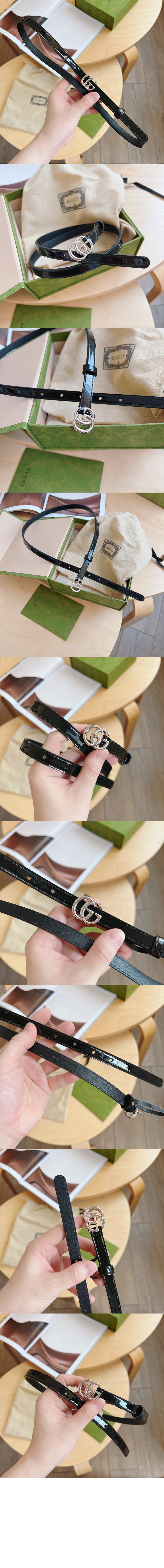 구찌 씬 페이턴트 더블 G 벨트 707327