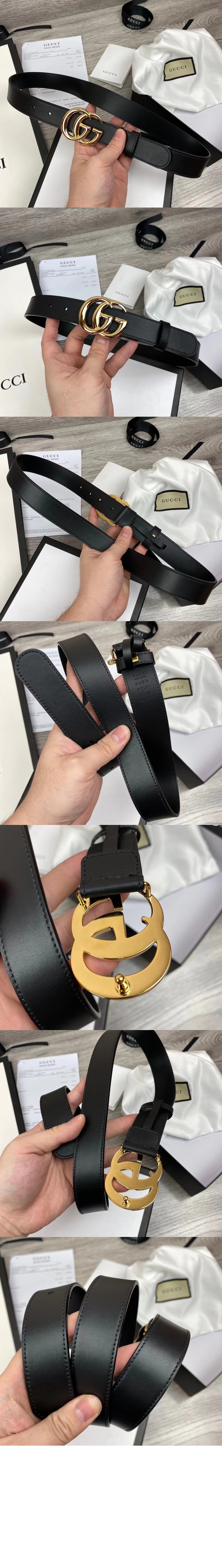 구찌 GG 마몽 씬 벨트 625839 30mm