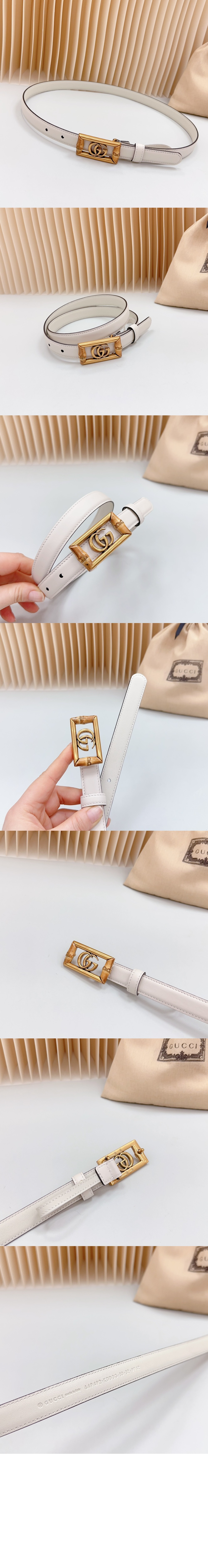 구찌 더블 G 밤부 레더 벨트 768464