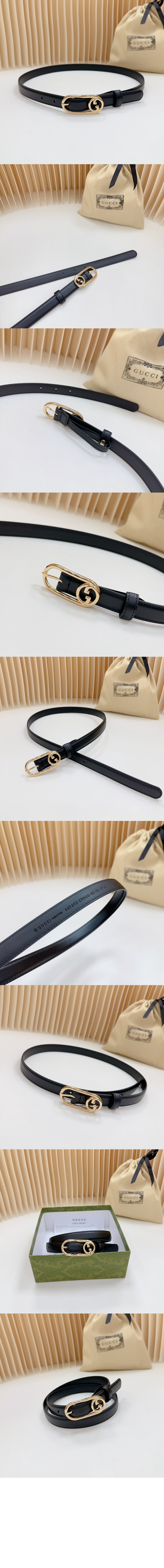 구찌 라운드 인터로킹 G 씬 벨트 760159