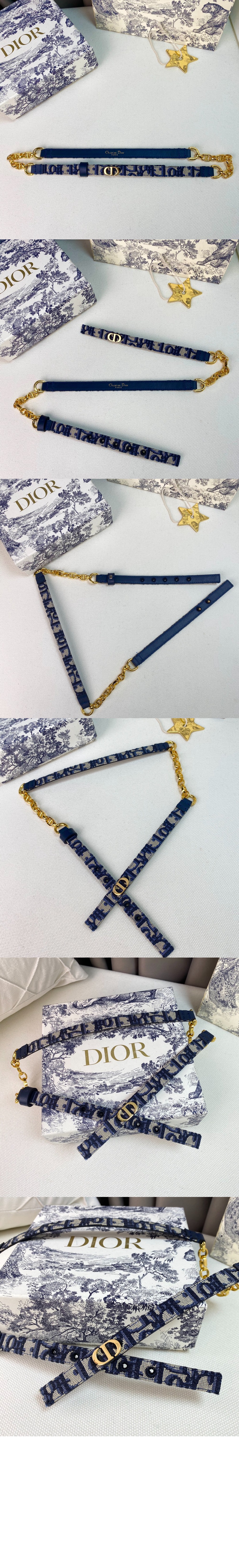 디올 프린트 메탈 체인 벨트 B0258