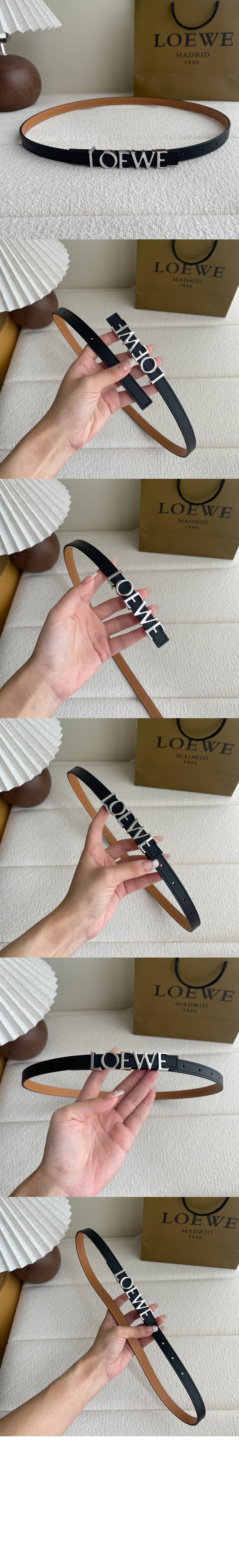 로에베 곡물 소가죽 벨트