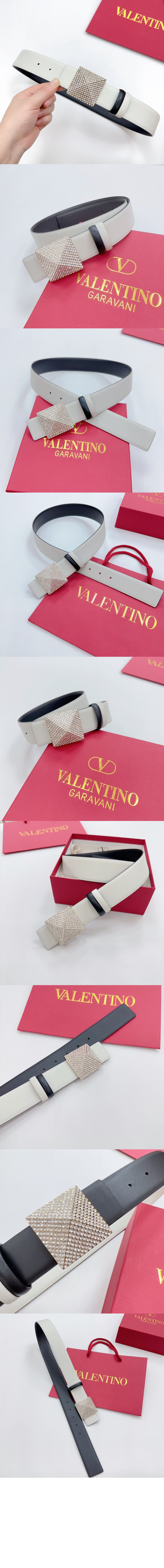 원 스터드 리버시블 유광 송아지 가죽 벨트