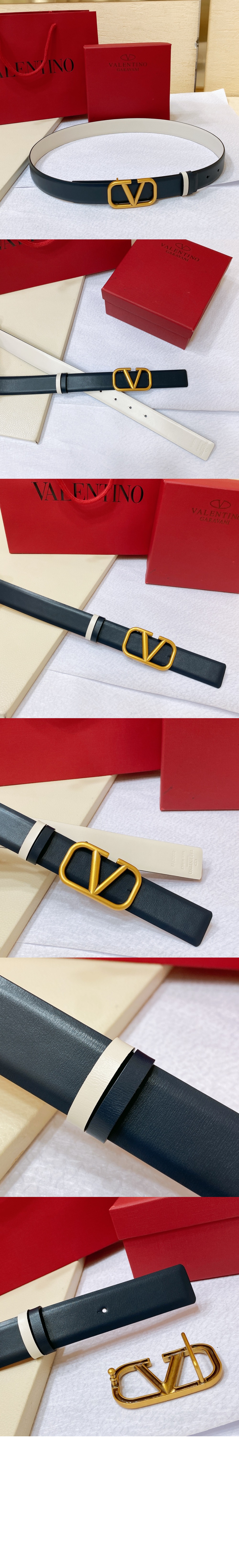 발렌티노 양면 광택 송아지 가죽 벨트