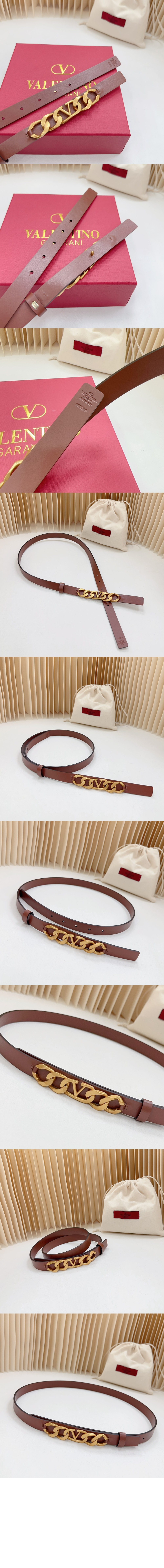 발렌티노 브이로그 체인 송아지 가죽 벨트