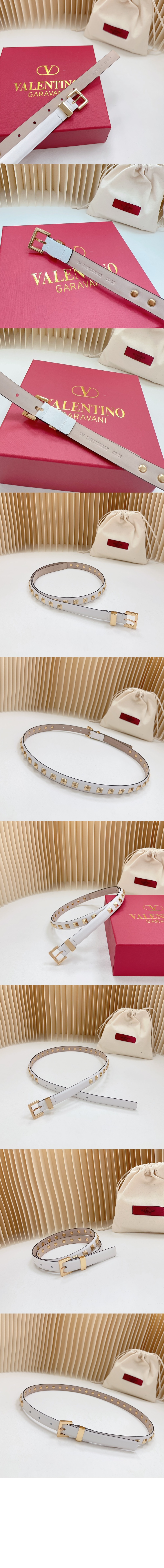 발렌티노 락스터드 유광 가죽 벨트