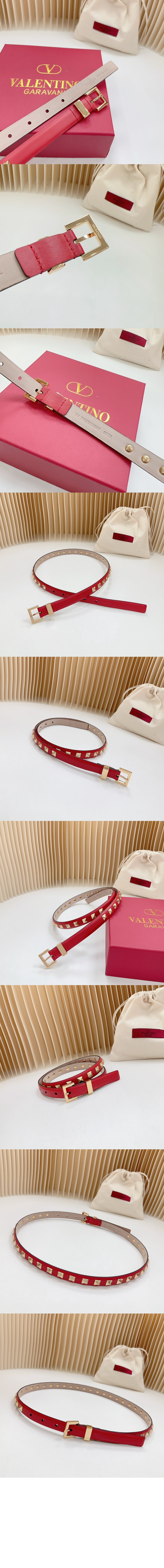 발렌티노 락스터드 유광 가죽 벨트