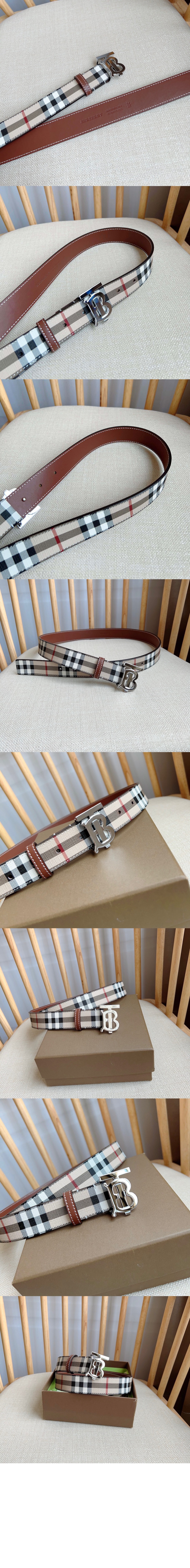 버버리 체크 레더 TB 벨트 80704101