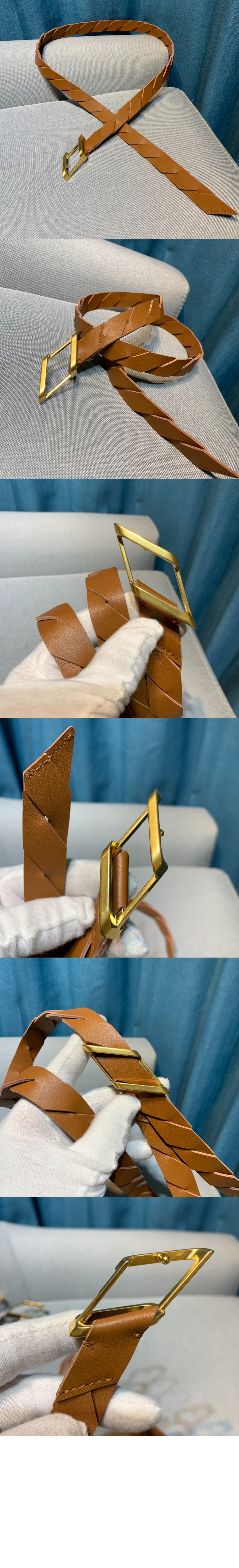 보테가베네타 땋은 송아지 가죽 벨트 620106