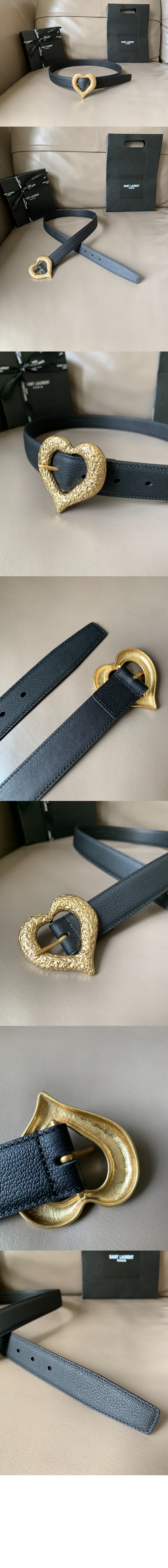 생로랑 포니 이펙트 가죽 하트 모양 벨트 650322