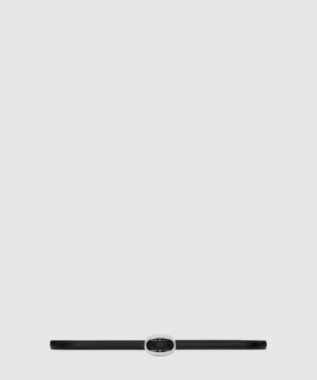 생로랑 부드러운 가죽 소재의 타원형 버클 슬림 벨트 756409