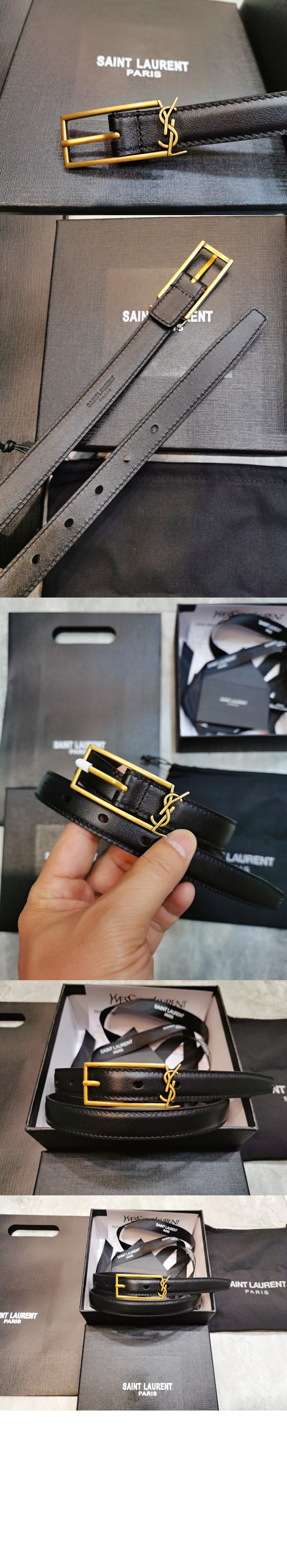 생로랑 부드러운 가죽 소재의 뉴 버클 벨트 7117902