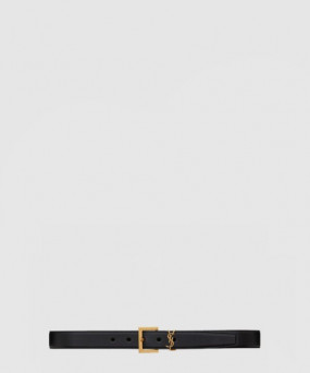 생로랑 부드러운 가죽 소재의 스퀘어 버클 모노그램 벨트 634437