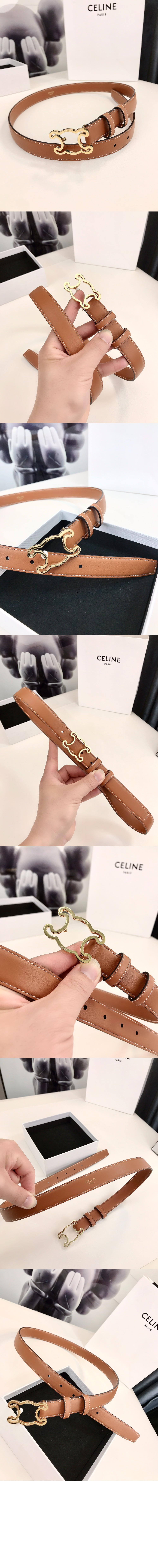 셀린느 트라이엄프 프레임 미디엄 사이즈 스무스 소가죽 벨트 45BCC3