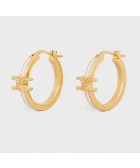 셀린느 트리옹프 후프 - 에나멜 & 골드 피니시 브라스 귀걸이