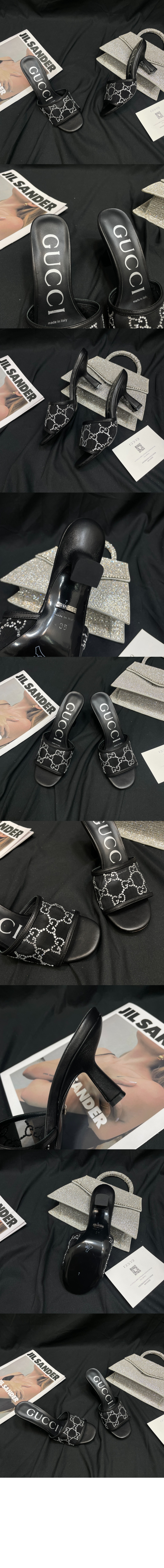 구찌 GG 미드힐 슬라이드 샌들 747245