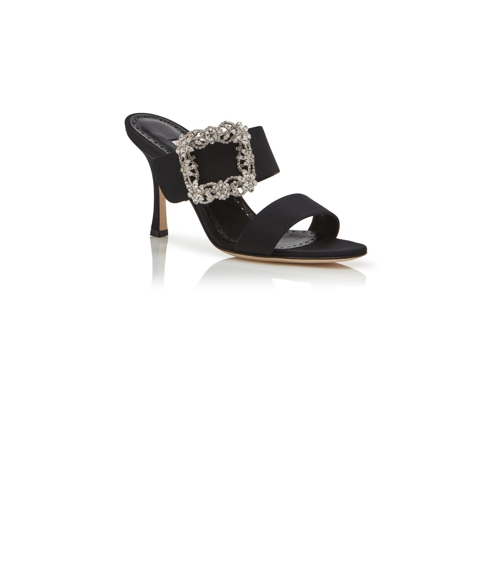 마놀로블라닉 크레프 드 신 주얼 버클 뮬