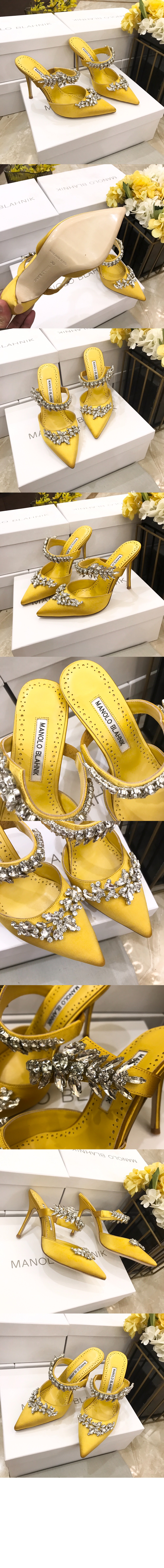 마놀로블라닉 루럼 새틴 크리스탈 뮬