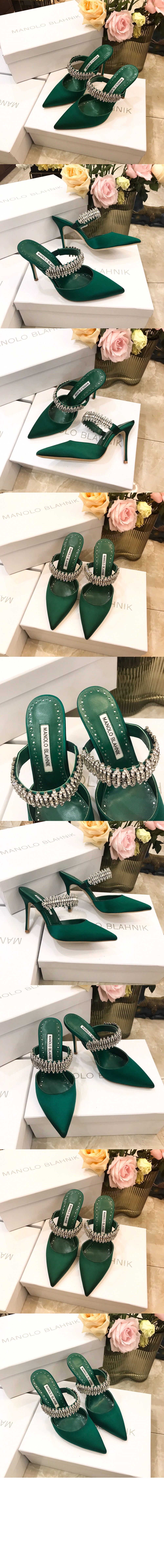 마놀로블라닉 루타라 새틴 크리스탈 뮬