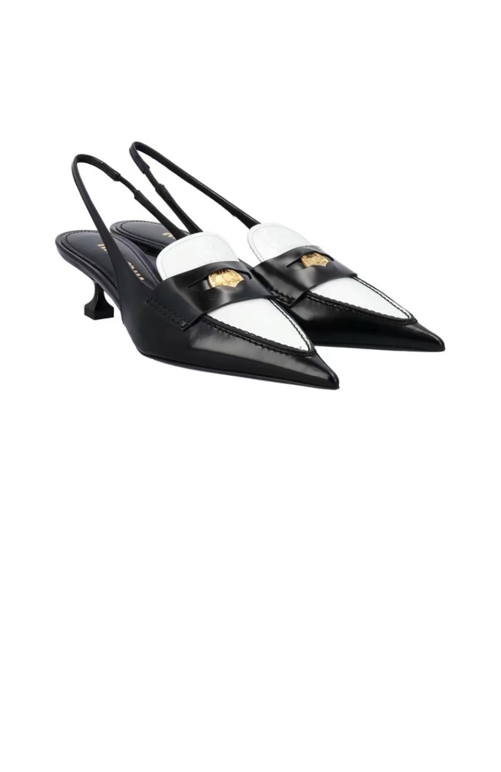 미우미우 투톤 가죽 펌프스 5D774D