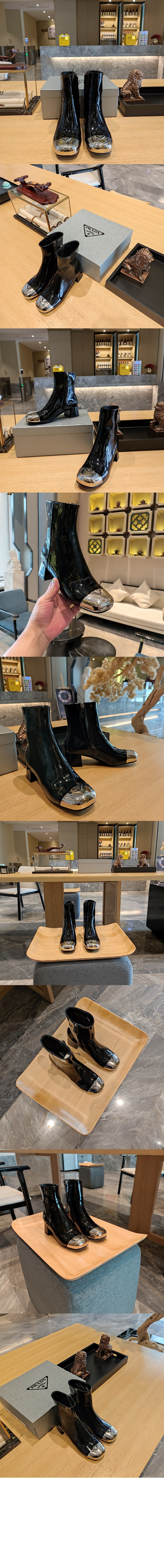 프라다 트라이앵글 로고 플라크 부츠 1T920M