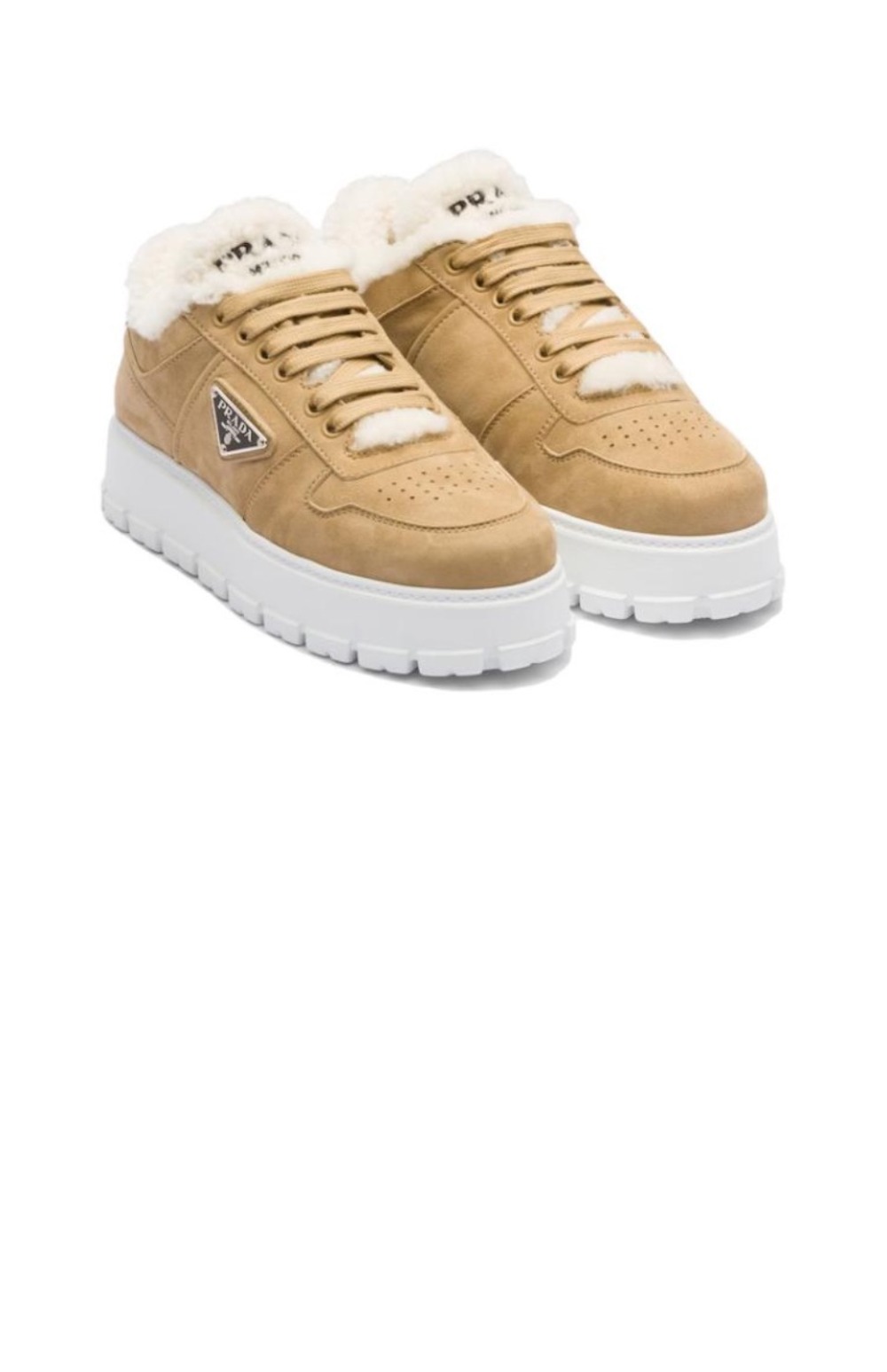 프라다 시어링 스웨이드 스니커즈 1E947M