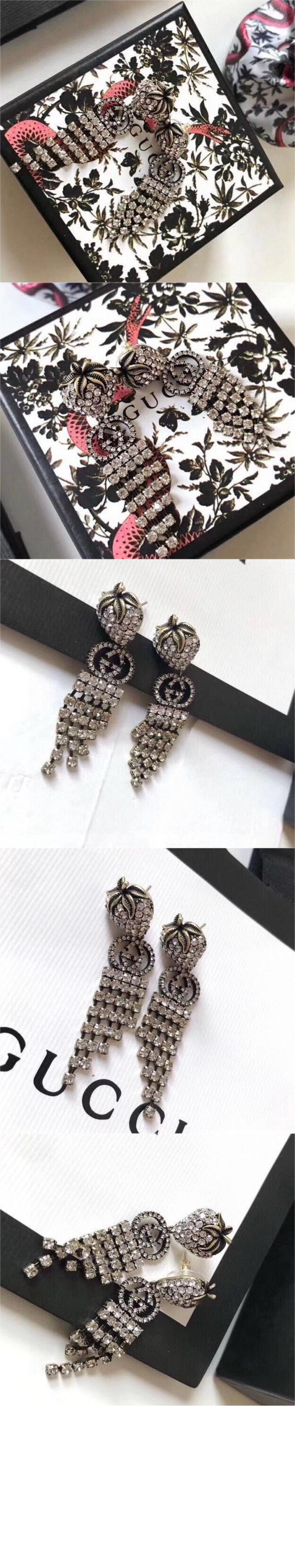 구찌 크리스탈 스트로베리 귀걸이 580959