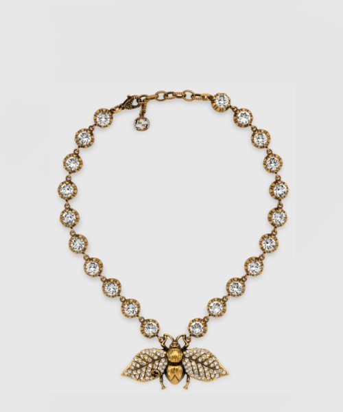 구찌 크리스탈 비 목걸이 629989