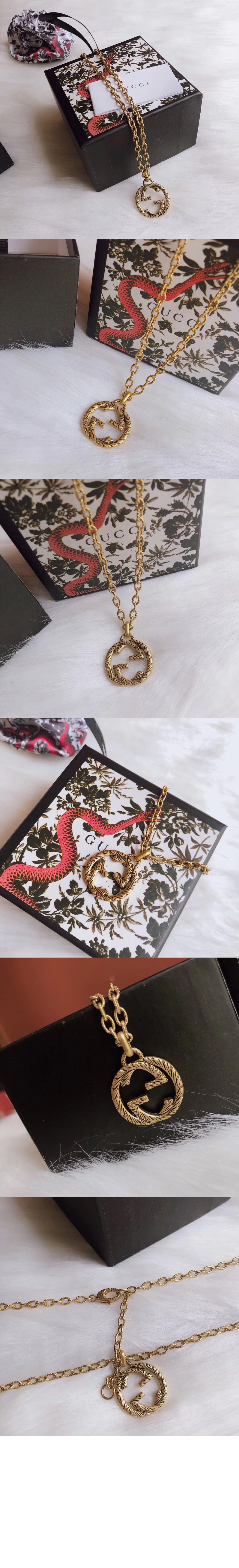 구찌 인터로킹 G 옐로우골드 목걸이 579858