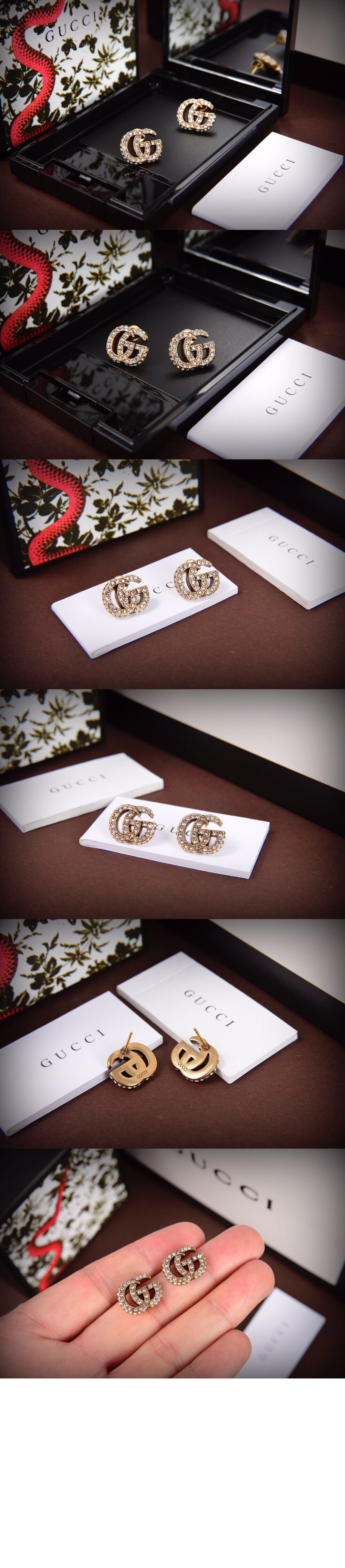 구찌 크리스탈 더블 G 귀걸이 753886