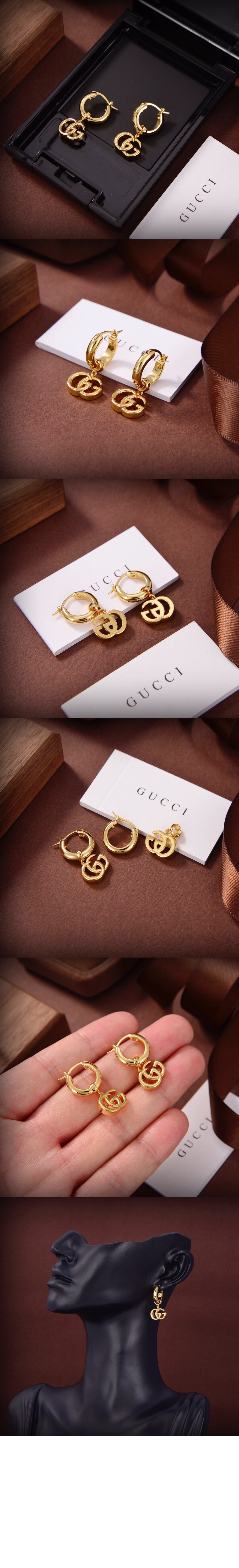 구찌 GG 골드 옐로우 러닝 귀걸이 582017