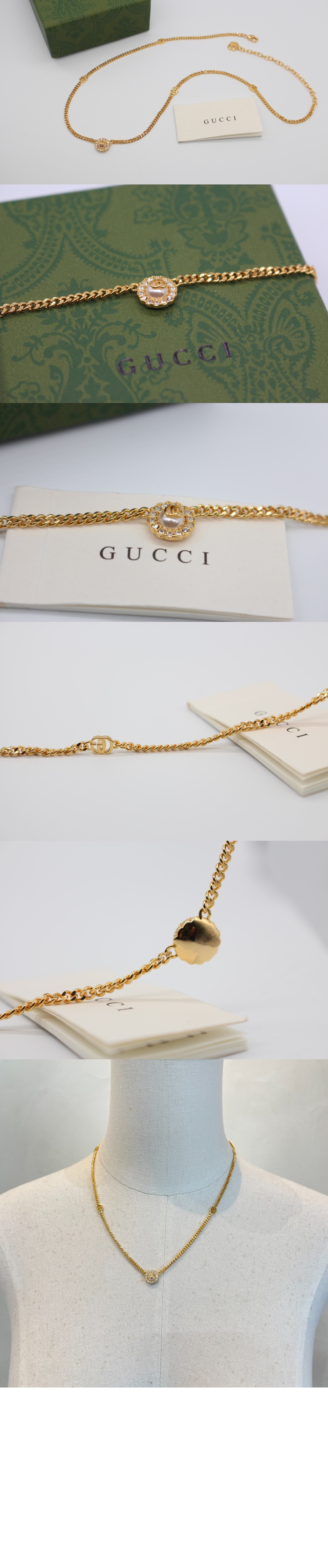 구찌 gg 마몬트 더블 플라워 목걸이 702568