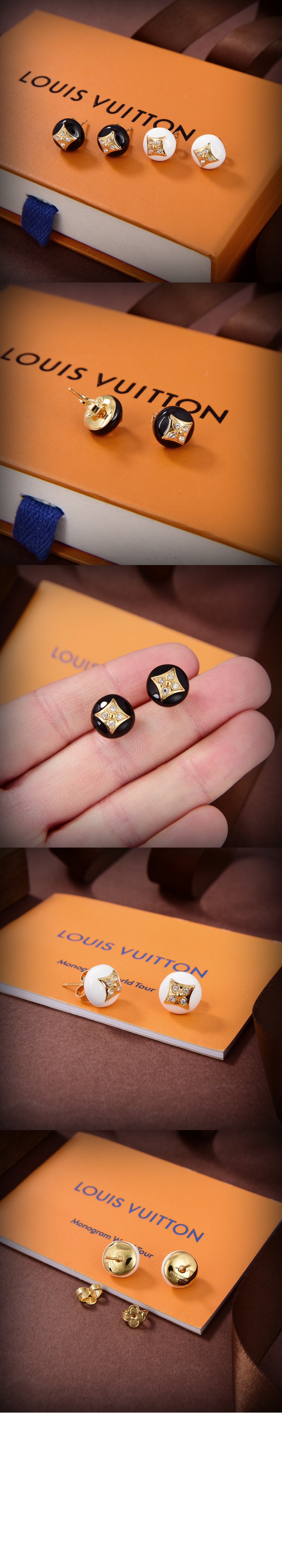 루이비통 B 블라썸 스터드 오닉스와 다이아몬드 Q96990