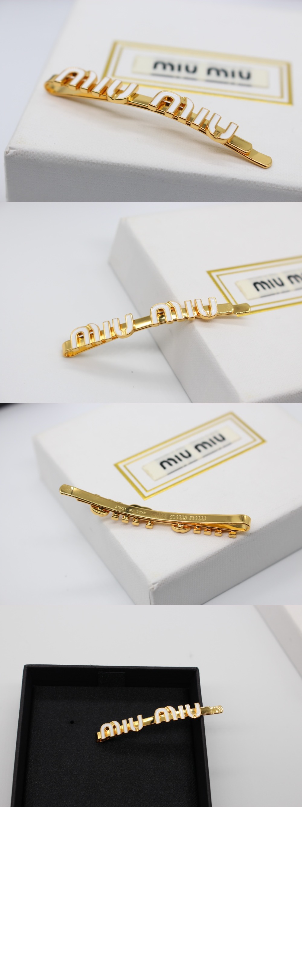 미우미우 에나멜 메탈 헤어 클립 5IF146