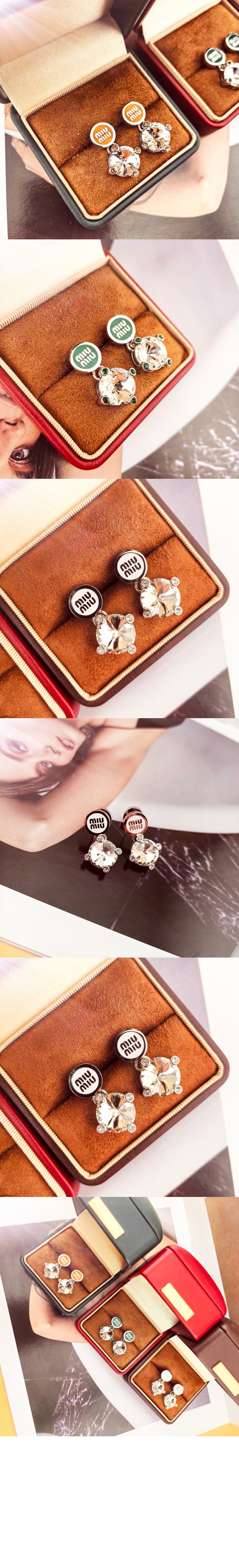 미우미우 크리스털 장식 메탈 이어링 5IO210