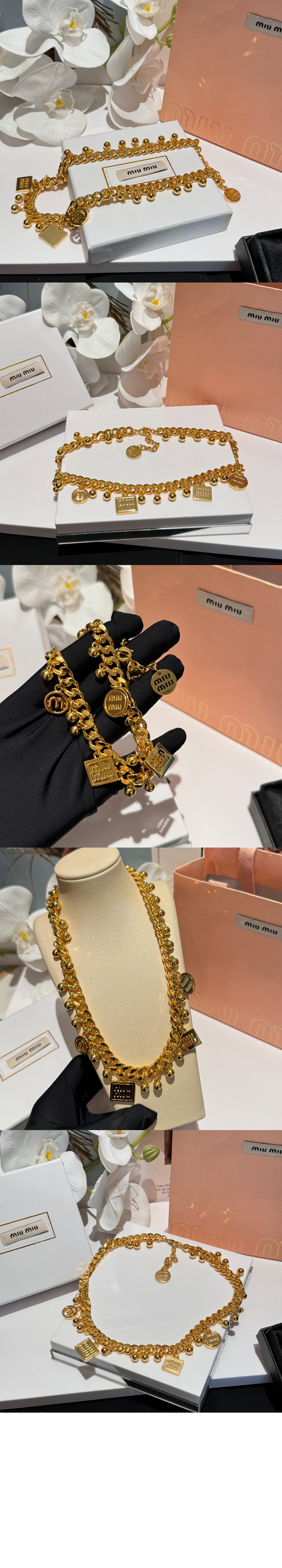 미우미우 메탈 및 인조 진주 목걸이 5IC120