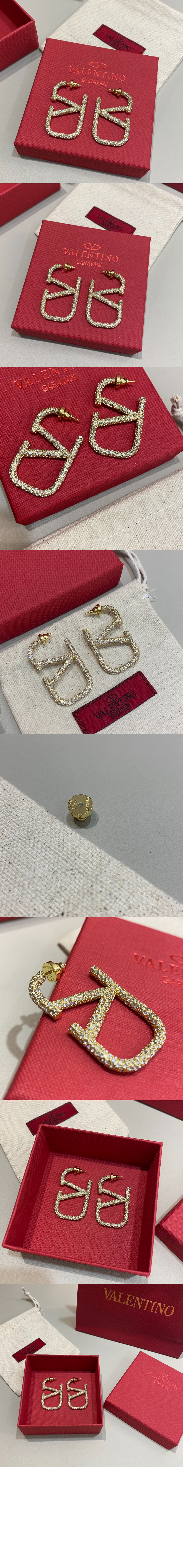 발렌티노 크리스탈 브이로고 시그니처 이어링