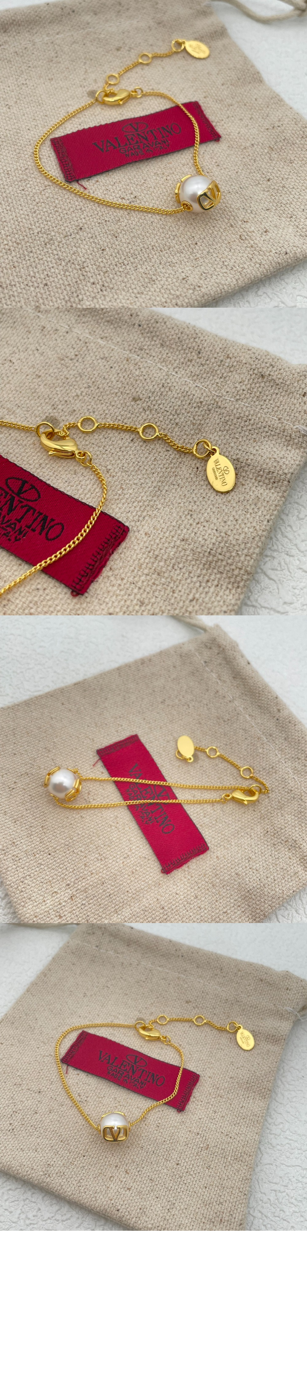 발렌티노 가라바니 브이로고 시그니쳐 메탈 이미테이션 펄 브레이슬릿