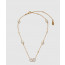 발렌티노 크리스털 및 진주 장식 브이로고 시그니처 메탈 네크리스