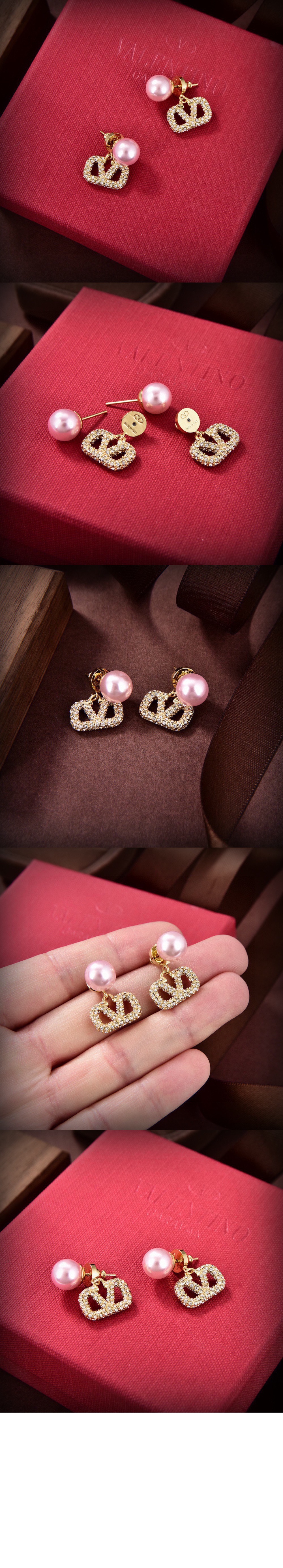 발렌티노 진주 메탈 이어링