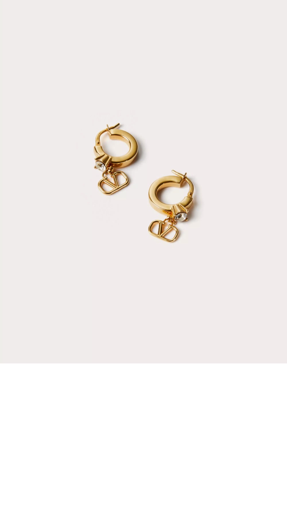 발렌티노 크리스털 장식 미니 브이로고 시그니처 메탈 이어링