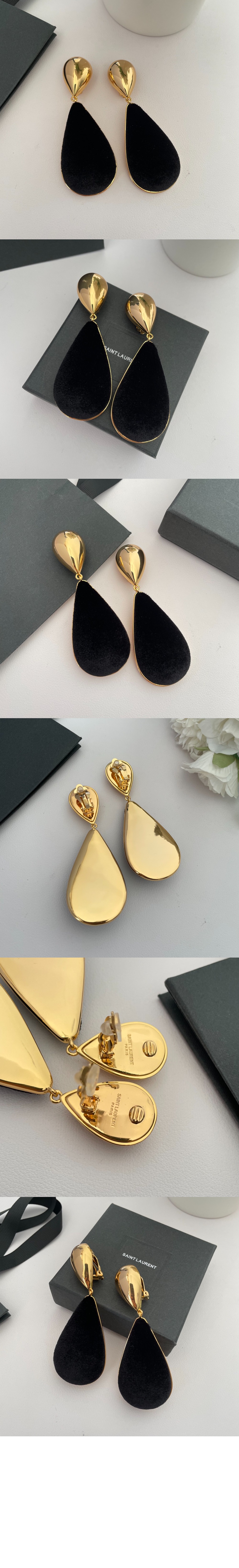 생로랑 모래시계 펜던트 메탈 귀걸이 756387