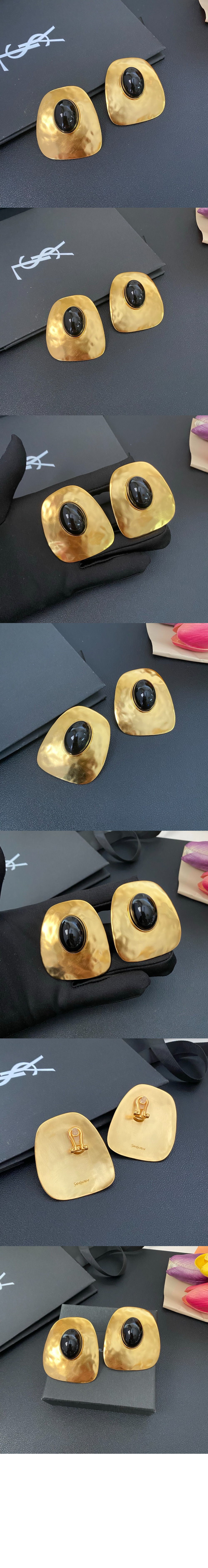 생로랑 레진 메탈 카보숑 이어링 823654