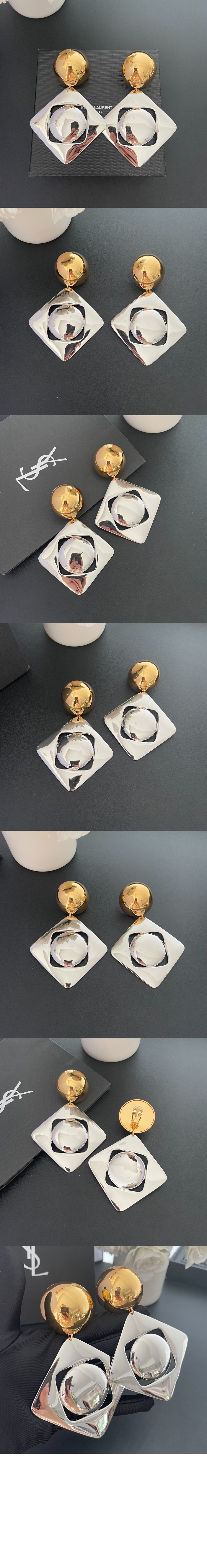 생로랑 레진과 메탈 소재의 기하학적인 이어링 791989