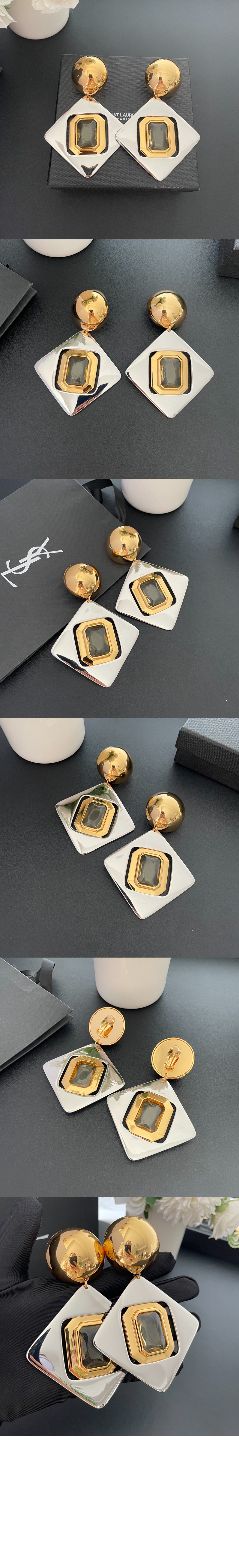 생로랑 레진과 메탈 소재의 기하학적인 이어링 791986