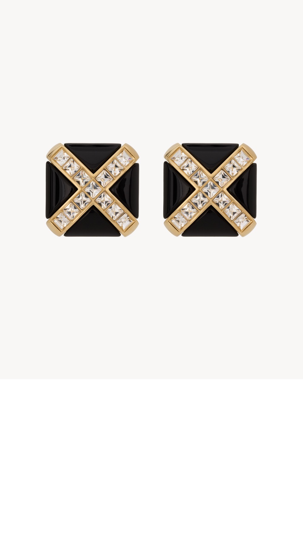 생로랑 레진과 메탈 소재의 크리스탈 크로스 이어링 805022